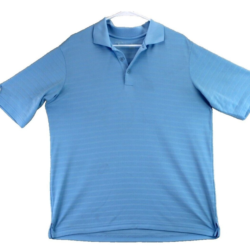 Antigua Golfcore Polo Shirt Mens Large Desert Dry Xtra Lite Blue Striped
